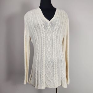 ALPACA BABY ivory fisherman knit sweater